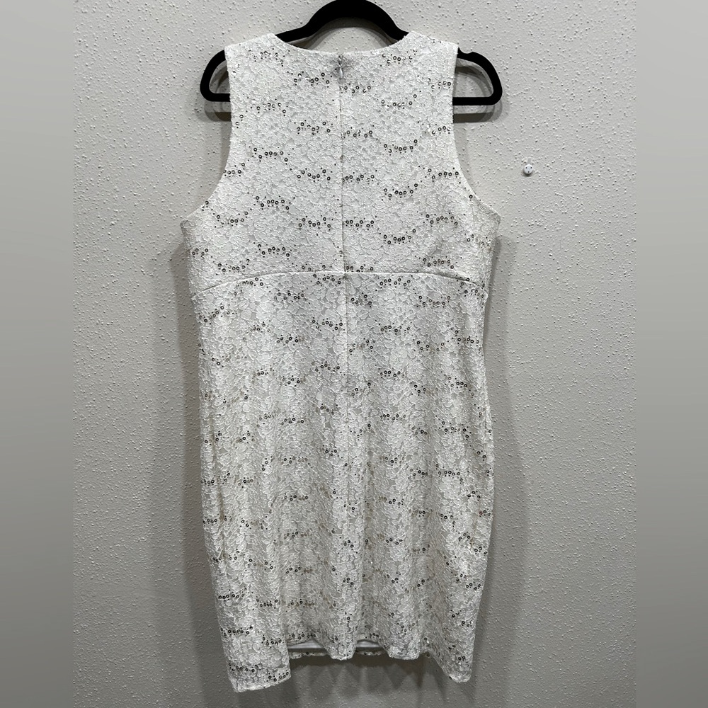 Nightway Women's Sequined Glitter Lace- Ivory - Picture 5 of 8